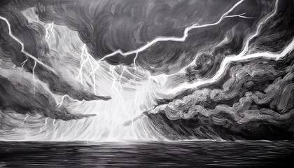 Abstract pencil art of a thunderstorm.