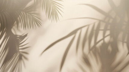 Palm leaves on beige background