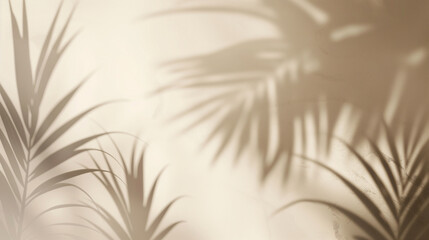 Palm leaves on beige background