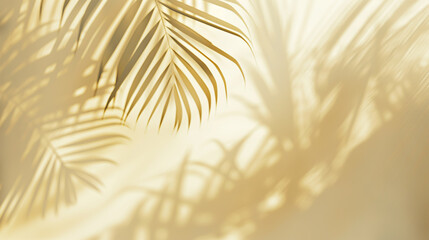 Palm leaves on pastel yellow background