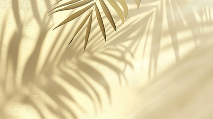 Palm leaves on pastel yellow background