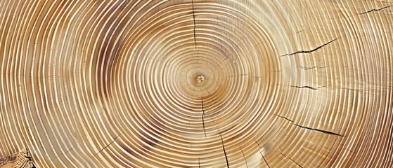 Fototapeta premium Panoramic close-up, high detail scan of hickory tree rings texture, Generative AI