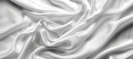 Obraz premium White, Luxurious Fabric Background, Soft and Smooth Cloth Texture, Draped Satin Material.