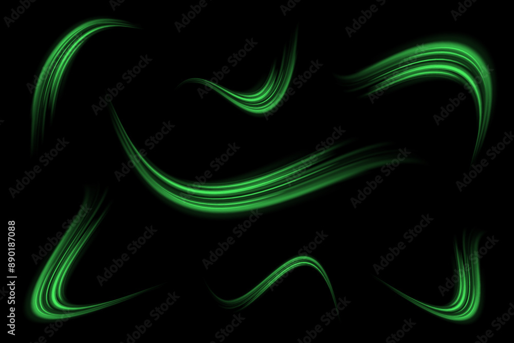 Poster light trail wave, fire path trace line and effect curve twirl. neon motion effect. white special eff