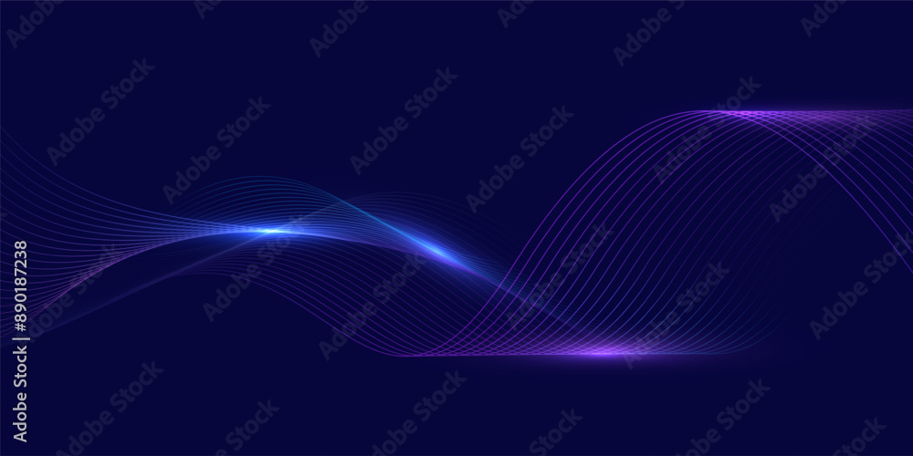 Aufkleber modern abstract glowing wave lines on dark background. dynamic flowing wave lines design element. fu