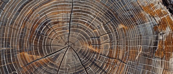 Panoramic close-up, high detail scan of pine tree rings texture, Generative AI