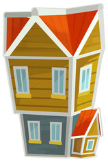 cartoon scene with wooden farm village house on white background illustration children