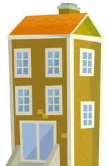 cartoon scene with modern skyscraper isolated on white background illustration for children