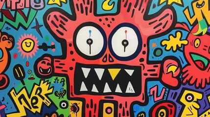Colorful Monster Graffiti Art