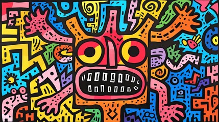 Naklejka premium Colorful Abstract Art With Humanoid Figure