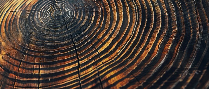 Panoramic close-up, high detail scan of willow tree rings texture, Generative AI