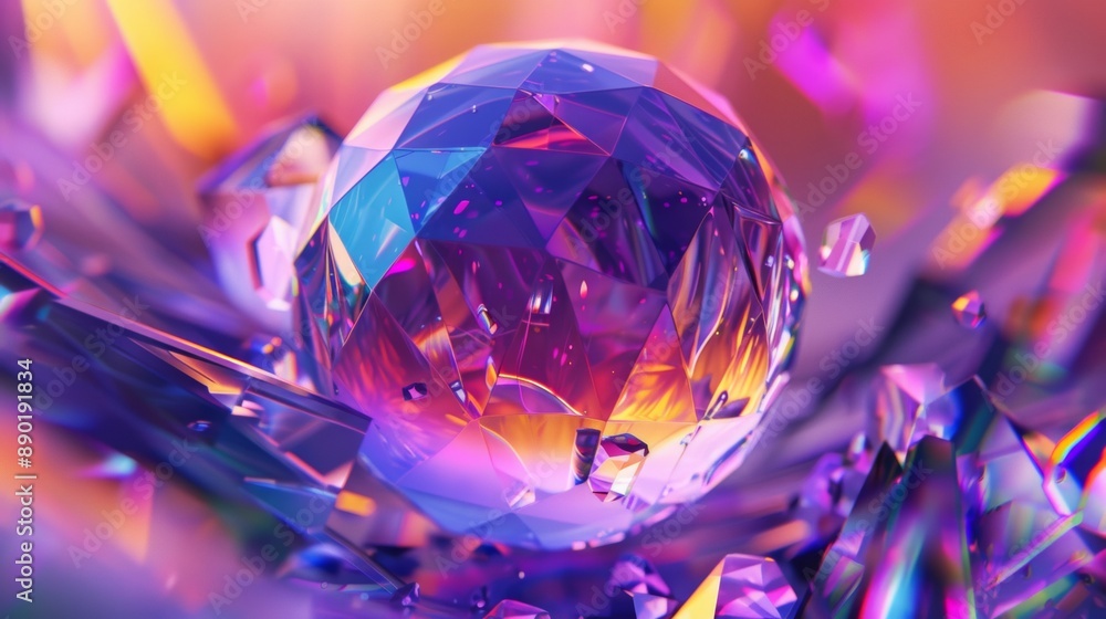 Poster a colorful, abstract, and shiny object with a diamond shape