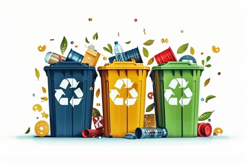 Conceptual recycle illustration on white background created with generative AI