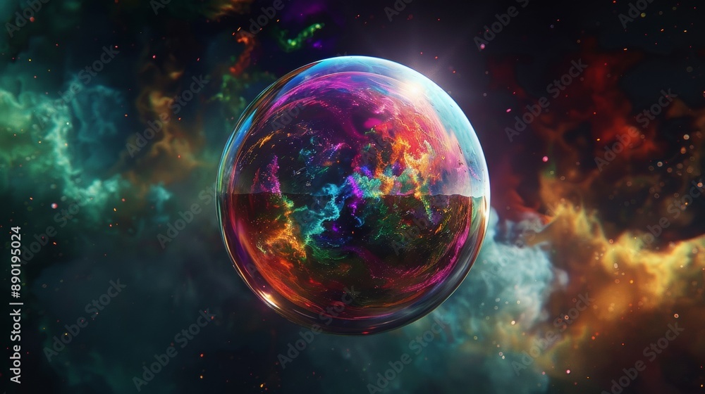 Aufkleber a colorful planet with a bubble in the middle of it