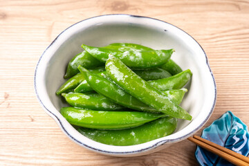 スナップエンドウのマヨネーズ炒め