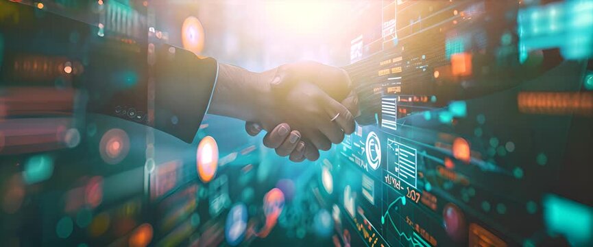 ESG management Green business tool powered by AI to save the world future concept Ideas Cooperation in managing bio-carbon waste cycle data for a better city life on handshake background