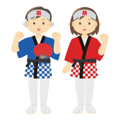 はっぴを着た男女のイラスト