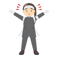 応援団の女性のイラスト