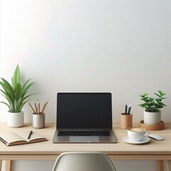 Fototapeta premium office desk with computer isolate on the white background