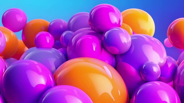 A playful 3D logo resembling a stack of bubbly balloons with the companys initials popping out in vibrant colors.