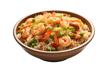 Shrimp Fried Rice isolated on the transparent background