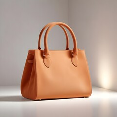 Burnt orange suede handbag centered on a smooth, light-colored tabletop with space for copy