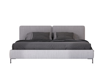 3d Furniture A modern gray king-size bed isolated on a white background