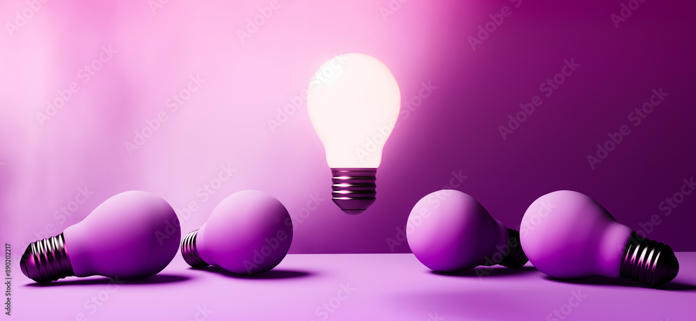 Poster one out unique idea light bulb - 3d render