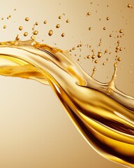 Golden Liquid Splash with Dynamic Droplets in an Abstract Design