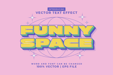 Editable text effect Funny Space 3d Cartoon template style premium vector
