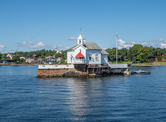 Dyna Lighthouse, south of Bygdøy, in Oslofjord, Oslo, Norway