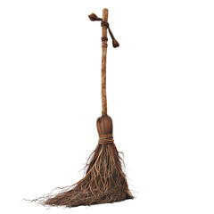 A broomstick with a bundle of twigs attached to it