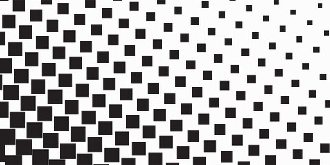 Halftone pixelated gradient background. Faded square particles texture. Dissolving grunge noise wallpaper. Black dots, speckles, pixels, specks wallpaper. Horizontal gritty vector