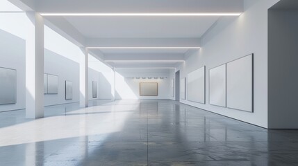 Fototapeta premium A large, empty room with white walls and a white ceiling