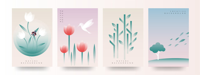 Nature cover or poster template. vector A4 design