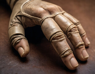  Close-up of a bionic arm. Generative AI.