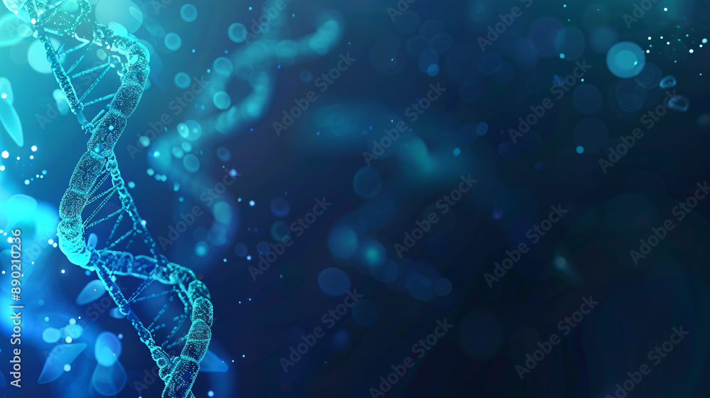Poster abstract background representing a dna double helix with a glowing blue background