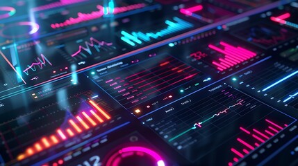 Fototapeta premium Digital Interface with Charts and Data