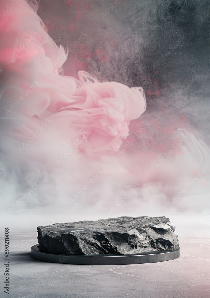 Aufkleber elegant textured stone platform for high-end product display with abstract 4k background, generative