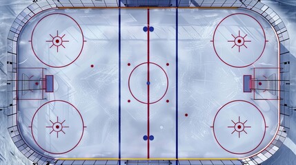 Naklejka premium Aerial view of empty hockey rink during daytime