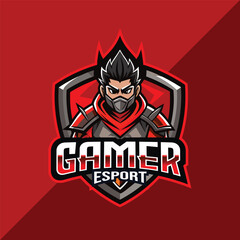 Gamer mascot esport logo design with shield