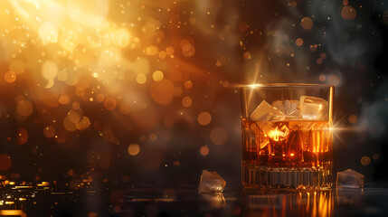 There is a glass of whiskey on the table