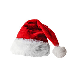 Christmas hat isolated on transparent white background.  Santa Claus Cap