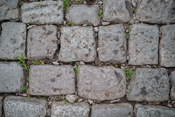 Top view of old cobblestone street, idea for background