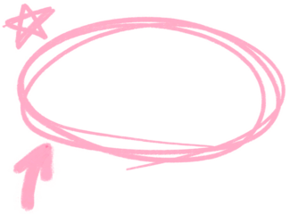 Pink Circle Arrow, Star, Emphasis, Highlight, Doodle, Drawing, Textured, Emphasize