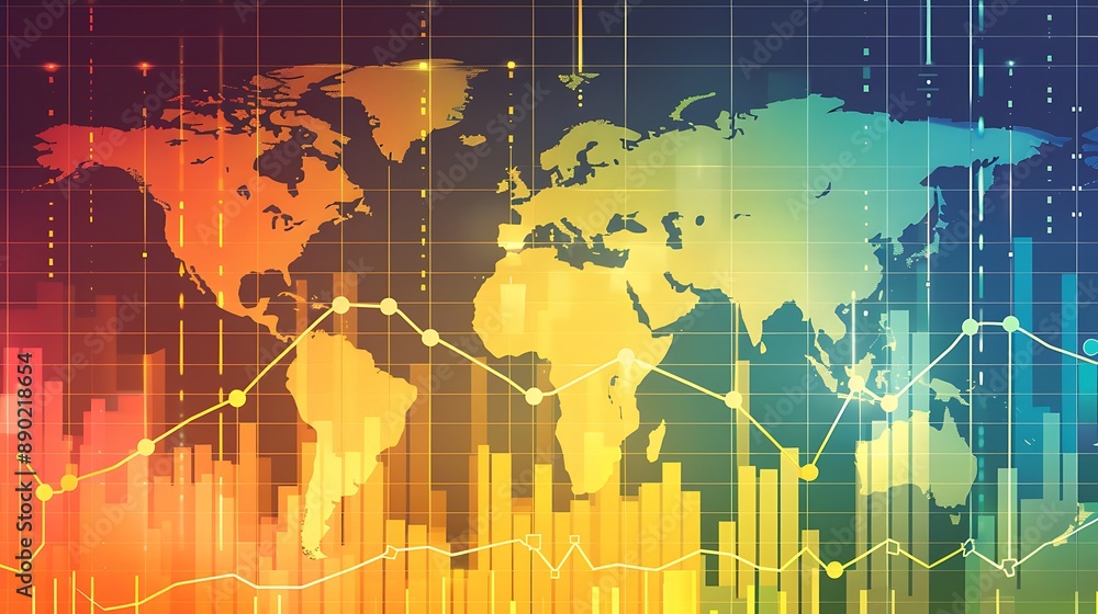 Aufkleber global business growth and data visualization