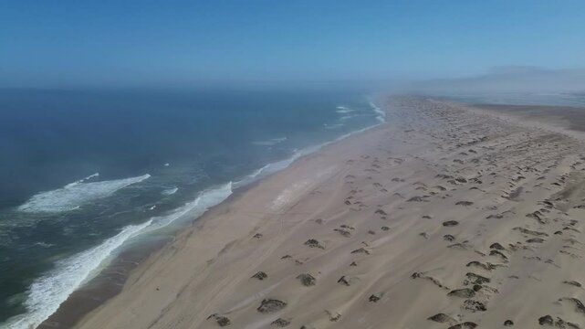 Walvis Bay, Namibia drone shot of Atlantic Ocean on Sunny day