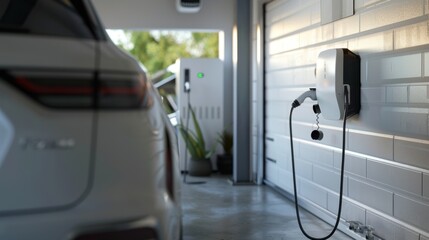 Efficient Home Charging Solutions: Organized Electric Car Charging Station in Residential Garage