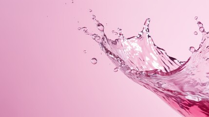 Pink rose champagne splash close up on light pink backdrop for new year   valentine s day web banner
