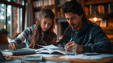 Dedicated Student and Supportive Tutor Engaged in Productive After School Tutoring Session